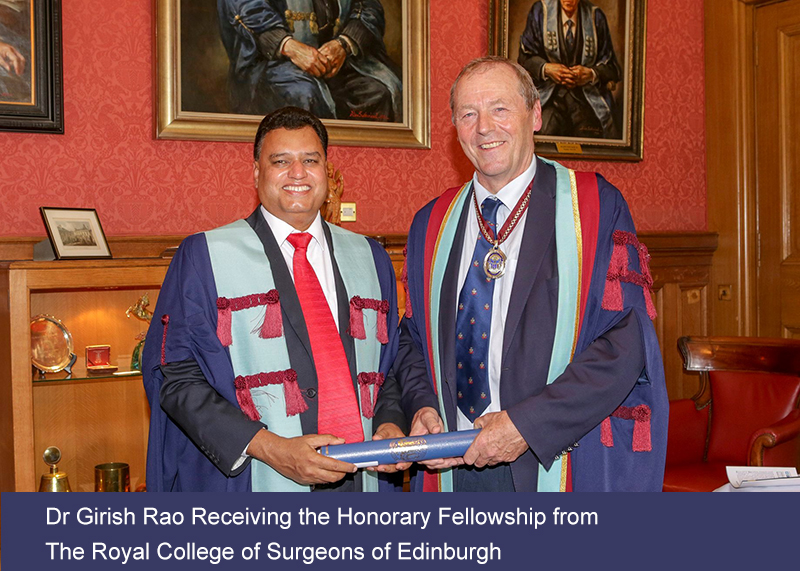 Dr Girish Rao, Maxillofacial Surgeon receiving Honorary fellowship from the Royal College of Surgeons